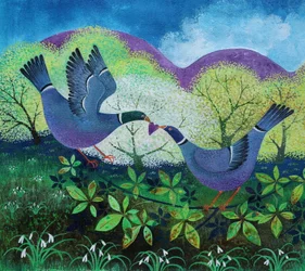Love Birds, 2020,(acrílicos sobre papel)