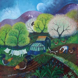 primavera na horta, 2025 (acrílicos sobre linho)