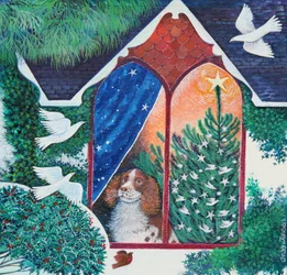 À espera do Natal, 2021, (acrílico sobre papel)