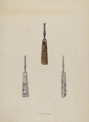 Marcador de guia de couro, c. 1937.