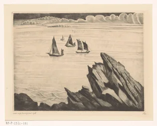 Navios à vela ao largo da costa bretã
Un soir en Bretagne (título original)