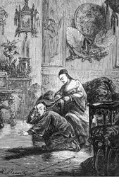 desenho de Leon Benett, a partir do livro de Júlio Verne "As tribulações de um chinês na China" - edição Hetzel/Viagens extraordinárias 1879.