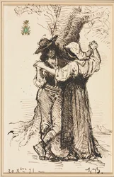 Casal cortejando por uma árvore