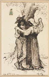 Casal cortejando por uma árvore, 1871.