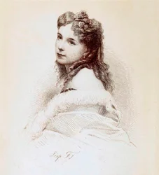 Gravura de Cora Pearl por Léopold Flameng.