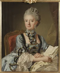 Louise Ulrique de Prusse, reine de Suede et Finlande - Retrato de Louisa Ulrika da Prússia (1720-1782), Rainha da Suécia, por Pasch, Lorenz, o Jovem (1733-1805). Óleo sobre tela