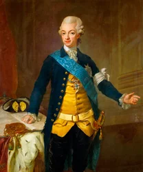 "Porteait du roi Gustave III de Suede (1771-1792)" (Retrato de Gustav III da Suécia) Peinture de Lorenz II Pasch (1733-1805)