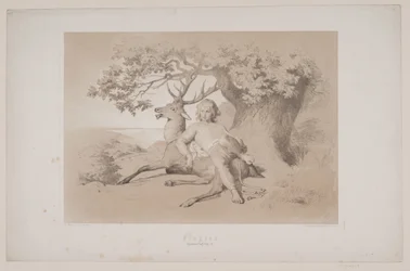 O voo, pág. 23, ilustração para "Flight of the Deer" de Christian Winther