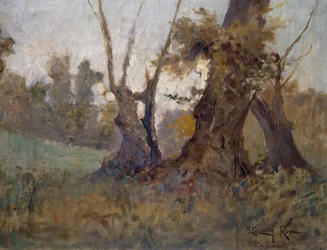 Villa Borghese, de Lorenzo Cecconi (1863-1947), óleo sobre tela. Itália, século XX.