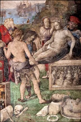 Vida de Santa Cecile: Enterro de Santa Valeriana e São Tiburtius, detalhe (fresco
