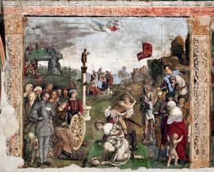 Vida de Santa Cecile: Martírio de Santa Valeriana e Tiburtius(fresco