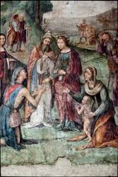 Santa Cecília dá os seus bens aos poetas, detalhe (fresco