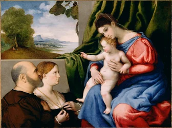 Madonna e criança com dois doadores
