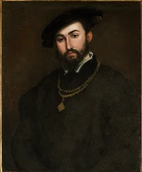 Retrato de Girolamo degli Azzoni Avogaro (1467-1519) par Lotto, Lorenzo (1480-1556). Óleo sobre tela, tamanho : 67x52, Primeira metade do 16º cen., Fondazione Cini, Veneza