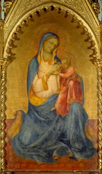 A Virgem e a Criança. Pintura de Lorenzo Monaco (1365/70-1425). Dim: 0,92 x 0,54m.