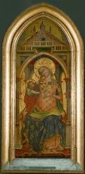 Madona e Menino, fundo dourado ...