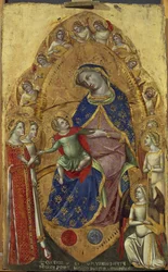 O Casamento Místico de Santa Catarina - Tempera em madeira