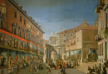 O Arco do Triunfo de Santa Maria na Rua Principal de Madrid (óleo sobre tela)