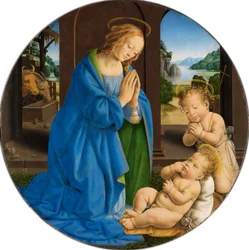Maria adorando o Menino, com São João menino