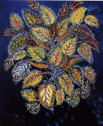 Flores manchadas em um fundo azul, 1929.