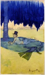 Homem abrigado debaixo de uma árvore, c.1887 (aguarela sobre papel)