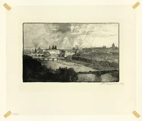 Paris, vista do Pavillon de Flore, placa onze de Le Long de la Seine et des Boulevards