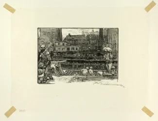 Descarregadores de gesso, placa três de Le Long de la Seine et des Boulevards