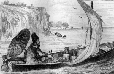 Fui impulsionado pela gravura atual depois do desenho de M. de Sainson para o Livro de Daniel Defoe (De foe) "Robinson Crusoe" edição francesa de 1837.