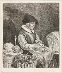 Coclers, L B, Mulher idosa a molhar feijões (1780, Rijksmuseum de Amesterdão)