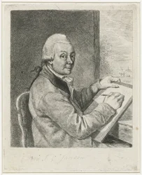 Retrato do artista Johannes Janson, desenhando