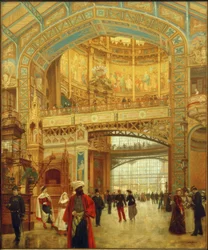 A cúpula central do salão das máquinas na exposição mundial de 1889