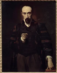 Retrato de Achille Deveria (1800-1857) pintor e gravador. Pintura de Louis Boulanger (1806-1867)