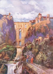 O Tajo Ronda, de Hutchinsons Picturesque Europe publicado por Hutchinson & Son, c.1930