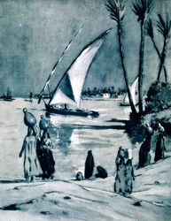 Transporte de água do Nilo, Cairo, Egito, 1928