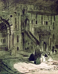 Na mesquita do sultão Hassan, Cairo, Egito, 1928