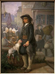 Cena de caminhadas na Bretanha. Pintura de Louis Caradec (1802-1888). Óleo sobre tela, cerca de 1850. Museu Bretão em Quimper.