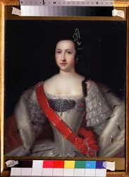 ""Retrato do regente da Rússia Anna Leopoldovna (1718-1746), mãe do czar Ivan VI"" Pintura de Louis Caravaque (1684-1754) Por volta de 1733 State V. Tropinin-Museum, Moscou