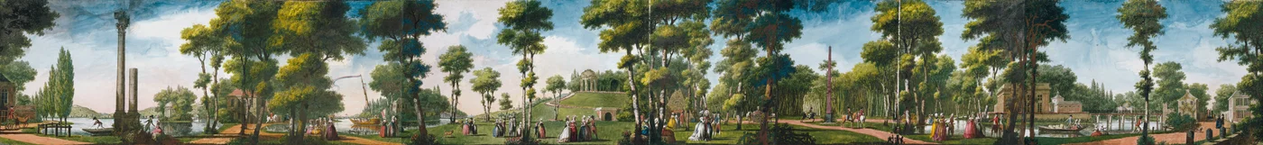 Figuras a caminhar num parque