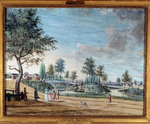 Vista da Ponte de Ferro no Parque de Raincy
