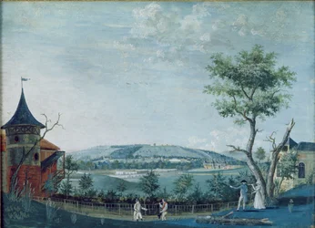 O Hermitage e o antigo castelo no parque em Le Raincy, 1754-93