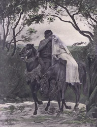 Os fugitivos, ilustração de Decameron de Boccaccio publicada pela Sociedade Navarra dos anos 30 (litho)