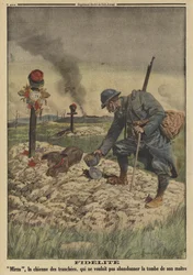 Lealdade: O cão do exército francês recusa-se a deixar a sepultura do seu falecido amo, a Primeira Guerra Mundial.