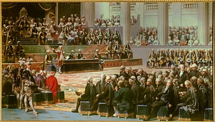 Abertura dos Estados Gerais em Versalhes, em 5 de maio de 1789. Pintura de Auguste Couder (1789-1873)