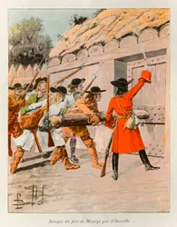 Bombled Louis (1862 - 1927); Ataque ao Forte de Monsipi por Pierre LeMoyne d