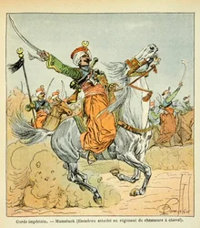 Ilustração de Bombled Louis (1862-1927) do livro "O Memorial de Santa Helena" do Conde Emmanuel de Las Cases (1766-1842): Mamluk da Guarda Imperiale, Coleção Particular