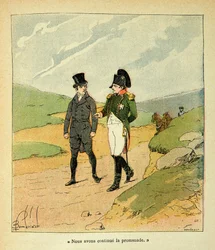 Ilustração de Bombled Louis (1862-1927) do livro "The memorial se Sainte Helene" do Conde Emmanuel de Las Cases (1766-1842): Las Cases et Napoleon a Ste Helene, Coleção Particular