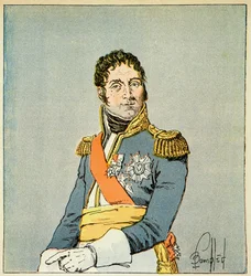 Ilustração de Bombled Louis (1862-1927) do livro "O Memorial de Santa Helena" do Conde Emmanuel de Las Cases (1766-1842): Retrato do marechal André Massena (1758-1817), Duque de Rivoli e Príncipe de Essling, Coleção Particular