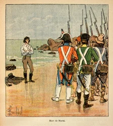 Ilustração de Bombled Louis (1862-1927) do livro "The memorial se Sainte Helene" do Conde Emmanuel de Las Cases (1766-1842): Morte de Joachim Murat (1767-1815), Coleção Particular