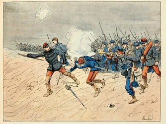 Ilustração retirada do livro "Les heros du Siecle", recitação anedótica de Dick de Lonlay e ilustrada por Louis Bombled (1862-1927)