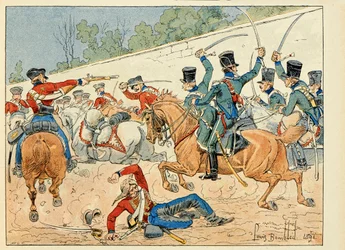Ilustração retirada do livro "Les heros du Siecle", recitação anedótica de Dick de Lonlay e ilustrada por Louis Bombled (1862-1927)